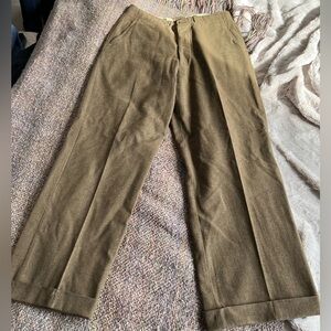 WWII ERA US Military Wool Men's 32x33 Olive Green Chinos
